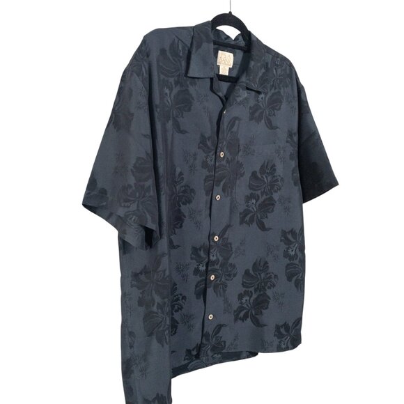 Jos A Bank Black Hawaiian Print Short Sleeve Button Down Modal Blend SZ XL - Picture 5 of 9
